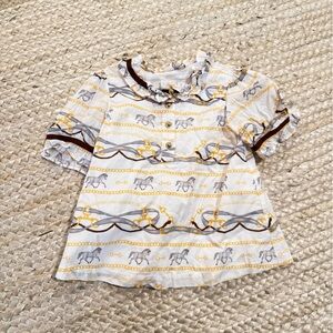Janie and Jack Girl's Equestrian Horse Scarf Top Short Sleeve Shirt Top‎ small
